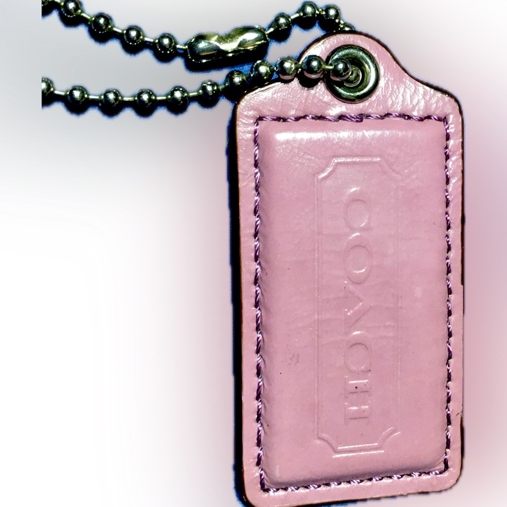 COACH Lavender Leather KEY FOB Bag Charm Keychain Hang Tag 2.5” Long - Picture 3 of 6
